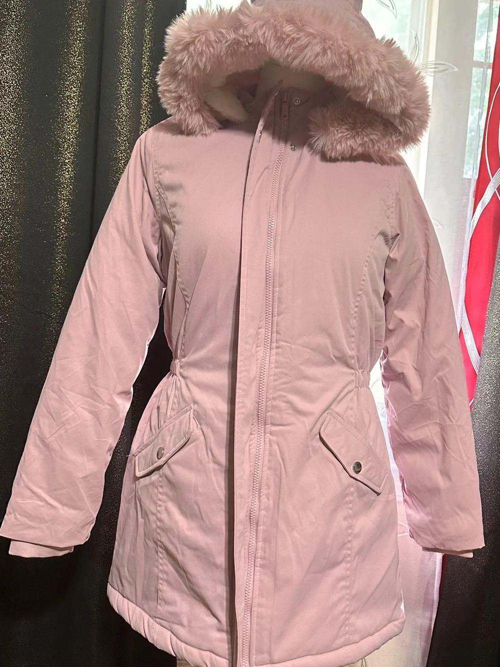 Kids  Pink Faux-Fur Hooded Winter Coat new